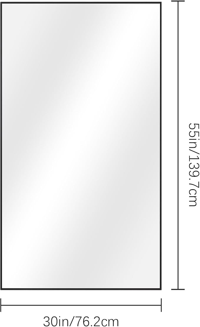 Black Bathroom Mirror for Wall, 30x55 Inch Rectangle Mirrors with Metal Frame, Modern Vanity Wall Mirror Decor for Entryway Hangs, Bathroom Living Room Horizontal or Vertical