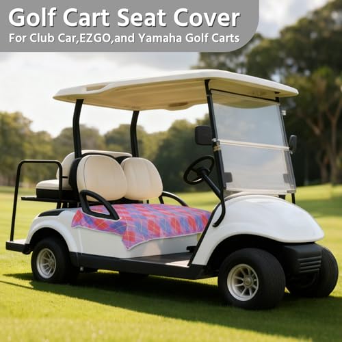 Golf Cart Seat Covers, Universal Golf Cart Seat Towel Blanket for Yamaha, EZGO, Club Car, Icon and More 2-Seat Carts, 100% Microfiber Keeps Seat Comfortable and Clean - color: pink