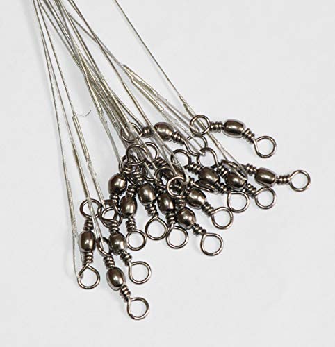 20pcs Wire Leader Hook Rigs Baitholder Fishing Hook Nylon Coated Fishing Wire Leader with Swivel - color: 10inch silver, size: 3#-20pcs