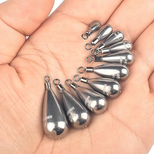 10 Pack Tungsten Free Rig Weights, Tear Drop Fishing Sinkers with Round Eye for Finesse Bass Fishing - color: Plain(Natural), size: 1/8oz - 5 Pack
