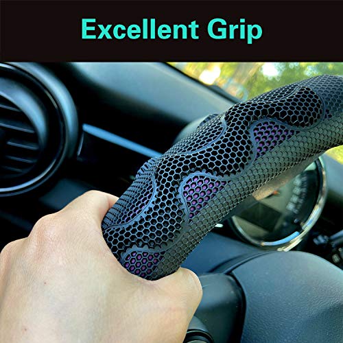 PINCTROT Small Size Steering Wheel Cover Great Grip with 3D Honeycomb Anti-Slip Design, 14 Inch (Purple) - color: 5.Purple, size: Small Size[14''-14 1/4'']