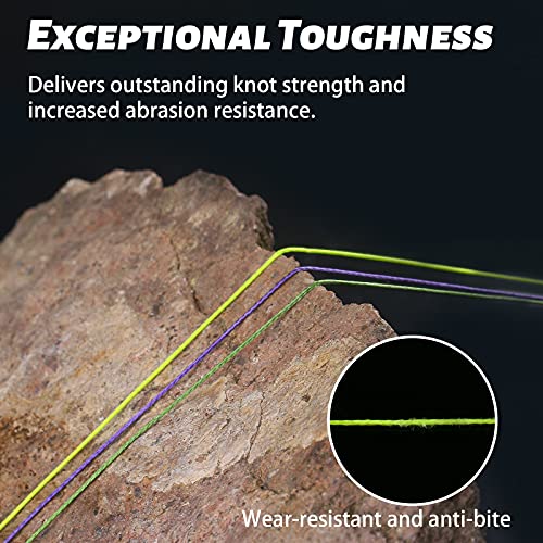 ANGRYFISH Diominate PE 4 & 8 Strands Braided Fishing Line–Abrasion Resistant Superline–Zero Stretch–Excellent Tensile Smooth–High Value(5LB-200LB) - color: Purple, size: 5LB/0.06MM-327YDS(4 Strand)