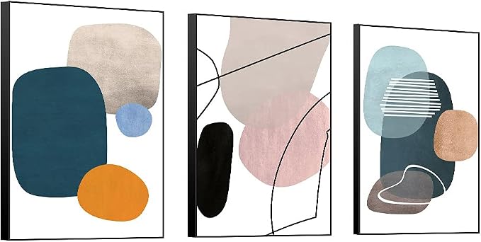MPLONG Wall Art 3 Pieces Of Framed Decorative Paintings Abstract Simple Orange