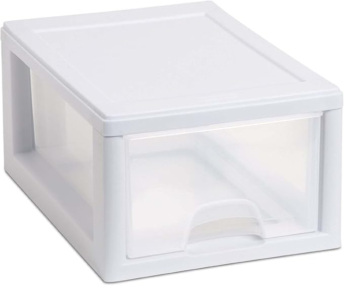 Sterilite 20518006 6 Quart/5.7 Liter Stacking Drawer, White Frame with Clear Drawer,(pack of 6)