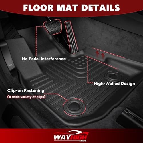 Wayhigh® Floor Mats & Cargo Liner for Buick Enclave 2018-2024, All Weather TPE Car Mats Waterproof Heavy Duty Floor Liners, Floor Mats Custom Fit for Enclave Accessories - style: 4) For Buick Enclave / 2018-2024 / Mats Set