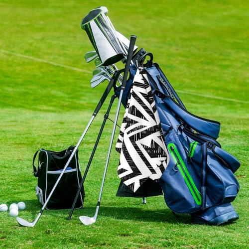 Volt Pattern Golf Towel for Golf Bags Carts Volts Golf Towels with Clip White Black Waffle Towels Cleaning Cloth 2 Packs for Men Golfer Accessories, Birthday Father's Day Present - color: White Black