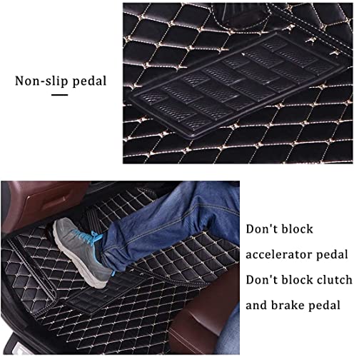 Custom Personalized Floor Mats - Luxury Full Coverage All Weather Mats, Anti-Slip Leather Set, Fits 98% of Cars, Trucks & SUVs (Black Blue) - color: Black Blue