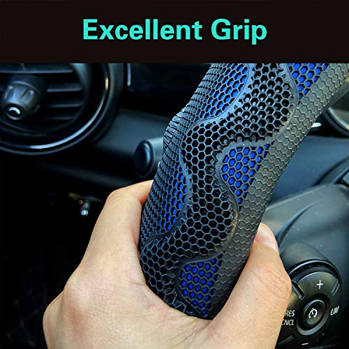 PINCTROT Large Size Steering Wheel Cover Great Grip with 3D Honeycomb Anti-Slip Design, 15.5-15.75 Inch (Blue) - color: 4.Blue, size: Large Size[15 1/2''-15 3/4'']