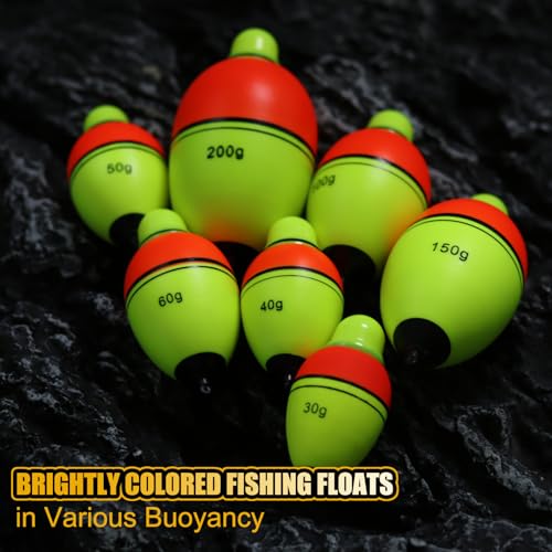 Light-Up EVA Slip Bobbers, Lighted Foam Bobbers Green & Red LED Lights Fishing Floats for Night Fishing with Cell Battery Included - color: RED-YELLOW 50G LED FLOAT-3PCS