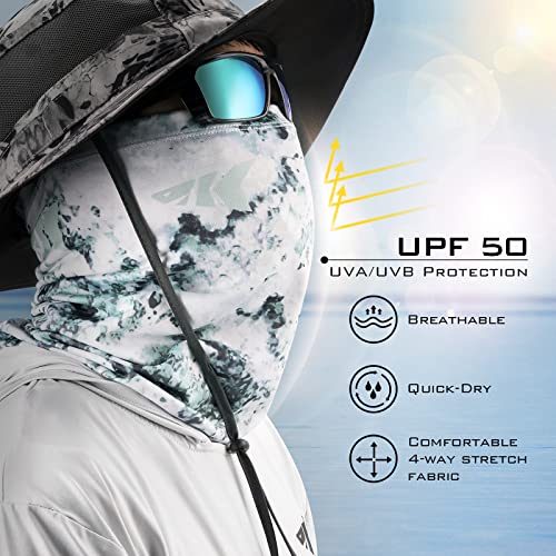 KastKing Sol Armis Neck Gaiter - UPF 50 Face Mask - UV Sun Protection Mask for Men & Women, Fishing, Hiking - color: A: Boulder Camo Ice, size: One Size