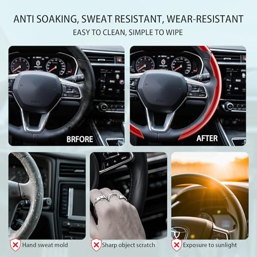 FOAN Steering Wheel Covers, 3PCs Carbon Fiber Anti-Skid Clip on Car Steering Wheel Cover Protector Universal for Most Car, White - color: WHITE