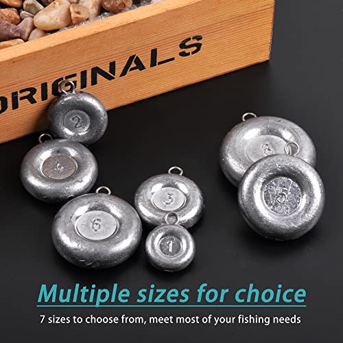 Disc Sinkers Fishing Weights Coin Weight Saltwater Fishing Weight sSinker Surf Fishing Inline Trolling Bottom Drifting Catfish Weight Sinker Fishing Tackle Gear 1oz 2oz 3oz 4oz 5oz 6oz 8oz - style: 1oz - 10pcs