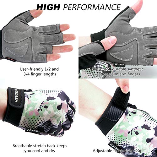 BASSDASH Astro Fishing Gloves Men’s Women’s Fingerless Gloves for Game Fishing Kayaking Paddling Sailing MTB - color: Black Spot Camo, size: Large