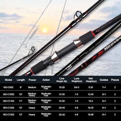 Fiblink Surf Casting Fishing Rod 2-Piece Graphite Travel Baitcasting Fishing Rod - size: Length: 11'
