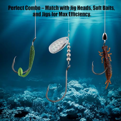9KM DWLIFE Octopus Fishing Hooks, Double Barbed High Carbon Steel Hooks | Corrosion-Resistant Baitholder Circle Hooks with Sharp Points for Bass, Catfish, Walleye, Trout and Saltwater Fishing - size: 7/0#-50pcs