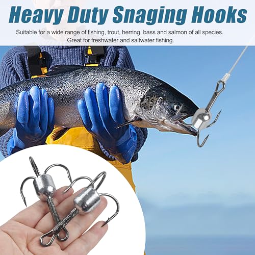 Snagging Hooks Snagging Weighted Treble Hooks 5pcs Large Weighted Fishing Hooks for Baitfish Tuna Swordfish Trout Salmon Fishing 4 Sizes 1oz 1.25oz 1.5oz 2.5oz - size: Mixed Sizes-5pcs