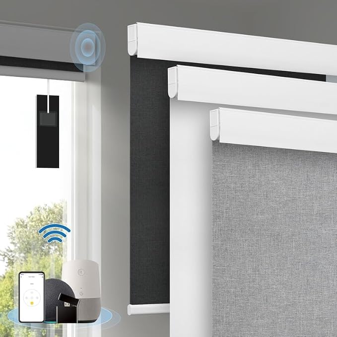 Motorized Blinds with Remote, Cordless Smart Blinds with Valance Cover