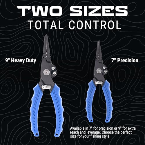 Reaction Tackle Fishing Pliers, Stainless Steel Saltwater Pliers with Braid Cutter, Hook Remover and Crimper, PTFE Coated Coated with Sheath and Lanyard - size: 6" Split Ring