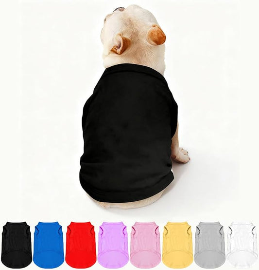 Black Dog Shirt Custom Pet T Shirts for Small Medium Large Dogs Customized Clothes with Image Logo Text Breathable Sleeveless Tank Top Personalized Outfits Puppy Apparel, L (Blank)