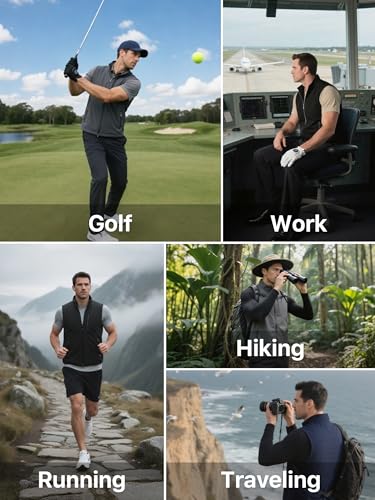 FREE SOLDIER Men's Lightweight Golf Vest Outerwear Windproof Sleeveless Softshell Jacket Running Vest - color: Navy, size: Medium