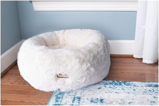 Tuscan Treats Cuddler Pet Bed - 28" L x 28" W x 9" H Ultra-Plush and Soft for Cats and Small Dogs, Skid and Water-Resistant Base, Machine Washable, 3.5 lbs