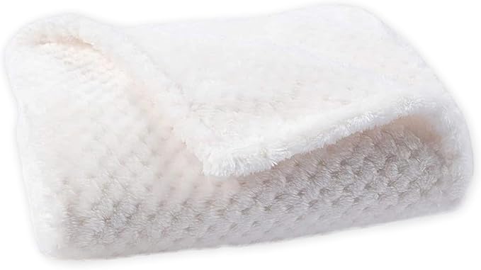 Pet Blanket Warm Soft Dog Blankets Washable Cat Throw Blankets Sofa Bed Couch Furniture Protector Cover for Small Medium Large Dogs Cats, White, 16" x 24"