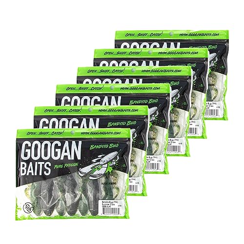 Googan Squad Bandito Bug Fishing Lures – Soft Bait for Bass Fishing, Swim Baits with Unique Kicking Action, Saltwater and Freshwater Fishing Gear, Pack of 6 (4 inches) - color: Blue Baby