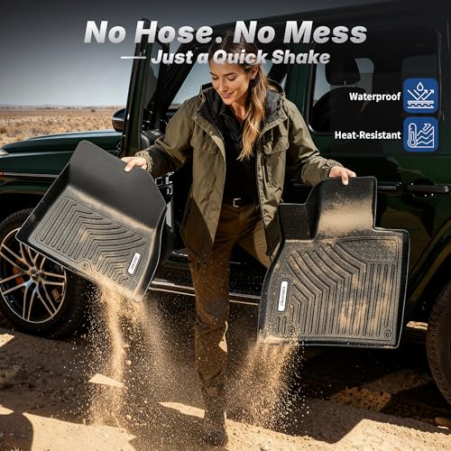 OEDRO Floor Mats Fit for 2019-2020 Hyundai Santa Fe Limited/SE/SEL/SEL Plus/Ultimate 5 Passenger, TPE All-Weather Custom Fit Floor Liners for Santa Fe Accessories, 1st and 2nd Row Car Mats Set, Black - style: 2019-2020 1st & 2nd