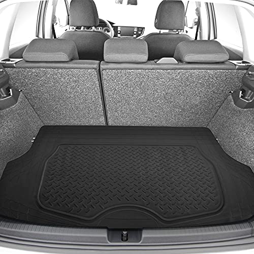 FH Group Premium Liners Tall Channel Trimmable All Weather Rubber Full Set Car Floor Mats (Blue) w. Trimmable All-Season Cargo Liner (Black) - Universal Fit for Cars Trucks and SUVs - color: Blue, style: With Cargo Mats