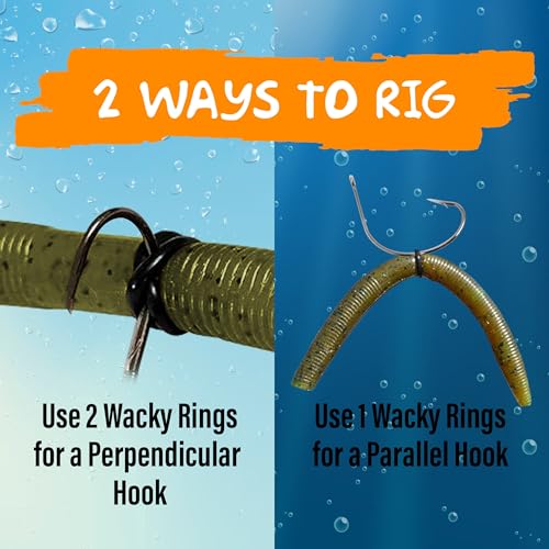 Reaction Tackle Wacky Rig Tool and O-Rings for Soft Plastic Worms, Bass Fishing Wacky Rig and Neko Rig Stick Bait Setup for Largemouth and Smallmouth - color: Red Tool plus 125 O-rings +10 hooks