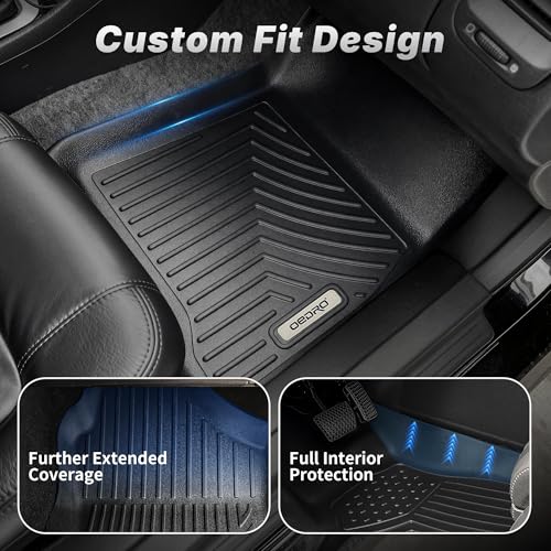 OEDRO Floor Mats Fit for 2019-2020 Hyundai Santa Fe Limited/SE/SEL/SEL Plus/Ultimate 5 Passenger, TPE All-Weather Custom Fit Floor Liners for Santa Fe Accessories, 1st and 2nd Row Car Mats Set, Black - style: 2019-2020 1st & 2nd