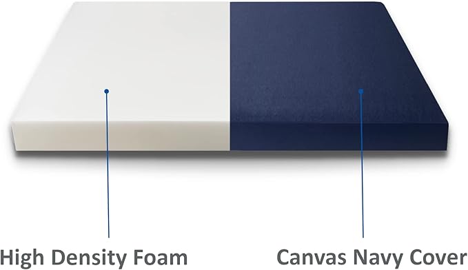 FoamRush 6-Inch Bunk (48" x 75") High Density Foam RV Mattress Replacement with Canvas Navy Cover, Medium Firm, Made in USA, Camper Trailer, Removable Water-Resistant Outdoor/Indoor Cover w Zip