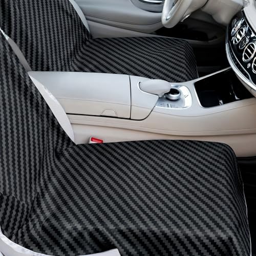 Hahafelt Car Seat Towel Covers with Storage Bag, 63 x 32 Inch Universal Non Slip Waterproof Sweat Protector for Car Truck, Gym Swimming Running, Machine Washable(2 Pack,Carbon Fiber Textured) - style: Carbon Fiber Textured
