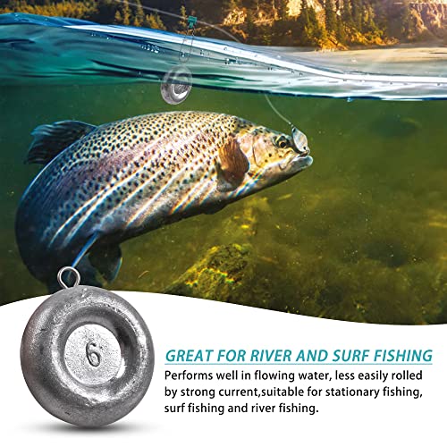 Disc Sinkers Fishing Weights Coin Weight Saltwater Fishing Weight sSinker Surf Fishing Inline Trolling Bottom Drifting Catfish Weight Sinker Fishing Tackle Gear 1oz 2oz 3oz 4oz 5oz 6oz 8oz - style: 1oz - 10pcs