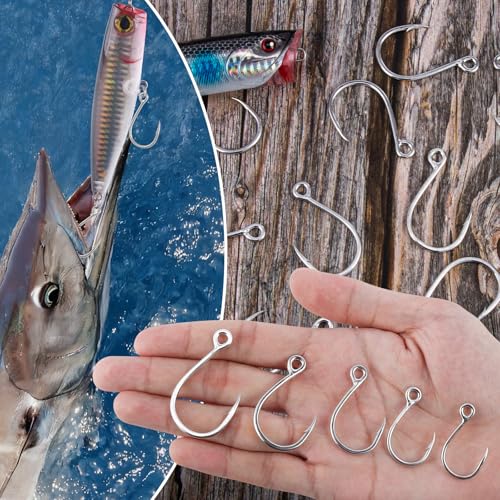 Alwonder 10-Pack Inline Hooks 5X Strong Single Replacement Hook for Hard Baits, High Carbon Steel Heavy Duty Welded Eye Fishing Hooks, Jigging Hook for Freshwater Saltwater Trolling Fishing Tackle - size: #2/0