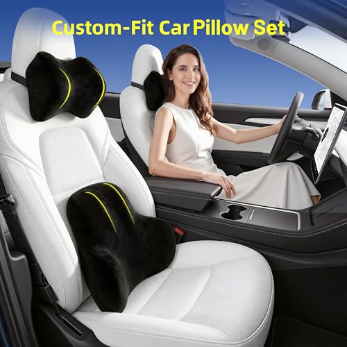 Car Pillow for Hyundai Palisade,Car Neck Pillow,Lumbar Support Pillow for Car,Memory Foam Pillow,Ergonomic Pillow,Adjustable and Washable,Car Essentials for Long Trips,Car Accessories,Suede,1 Set - size: Hyundai