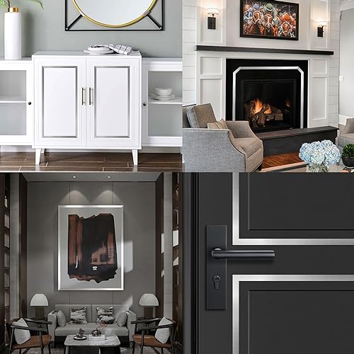 Silver Metalized Mirror-Like Finish Molding Trim, Peel and Stick Strip for Mirror Frame, Wall, Fireplace and Home DIY Decoration (16.4 ft x 0.4 inch) - size: 5m x 1cm