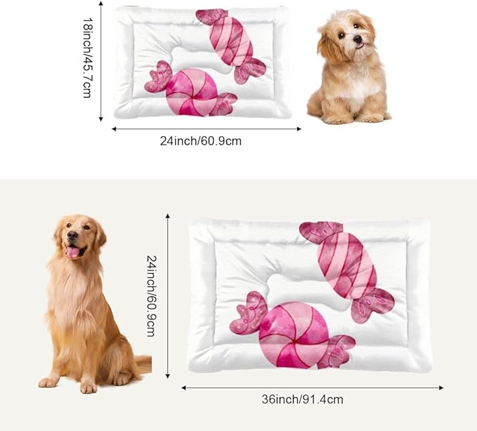 Christmas Candy Pink Pet Bed Pad Non Slip Waterproof Bottom Dog Winter Mat Chew Proof Cat Bed Mats Washable Dog Sofa Mat Multi Scenario Pet Supplies 24× 18 Inch