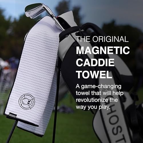 Ghost Golf Magnetic Towel (Caddie) - Ultra-Absorbent Microfiber Golf Towel | With Magnet for Golf Carts or Clubs - 18" x 40" Golfing Gear - Waffle Weave Pattern (Green) - color: Rifle Green
