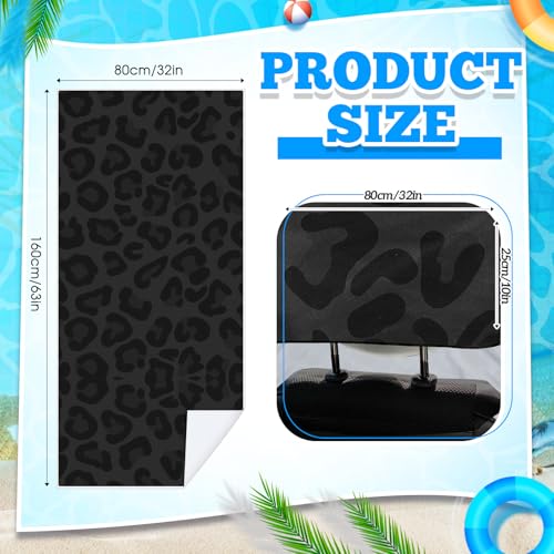 Hahafelt Car Seat Towel Covers with Storage Bag, 63 x 32 Inch Universal Non Slip Waterproof Sweat Protector for Car Truck, Gym Swimming Running, Machine Washable(2 Pack,Black Leopard) - style: Black Leopard