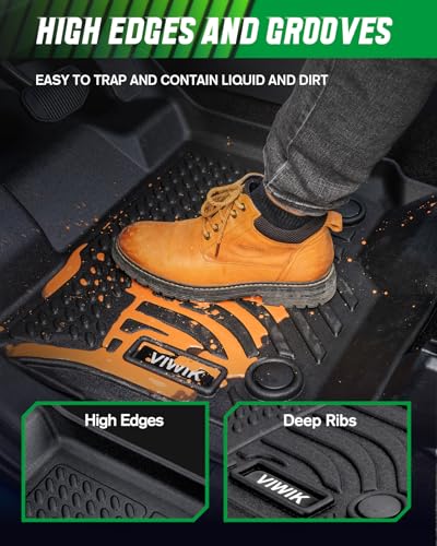 VIWIK Ford Escape Floor Mats - Custom Fit for 2013-2019 Models, All Weather Protection, Easy to Clean, Non-Slip TPE, 3D Scanning Design, Waterproof, Odorless, Durable, High Edge, Full Coverage - size: Fits for 2019-2013 Ford Escape