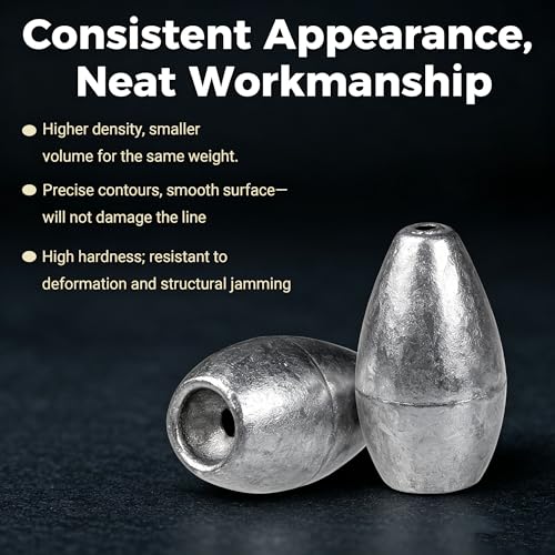 Lead Worm Weights, Bullet Fishing Sinkers for Texas Rig | 40/50 Pack Lead Worm Weights, Smooth Hole , Weedless Rig for Texas Rig and Finesse Bass Fishing 1/8 3/16 1/4 3/8oz - size: 3/16oz-50Pcs