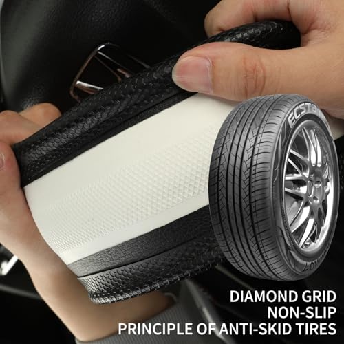 D Shaped Steering Wheel Cover Great Grip with 3D Honeycomb Hole, Anti-Slip Sporty Design, Small 13.5-14 inch(All Black) - color: All Black, size: D Shaped-Small[13.5''-14'']