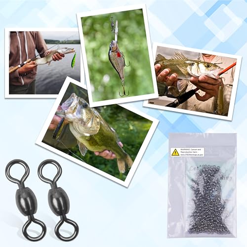 Fishing Barrel Swivel 100pcs Swivels Fishing Tackle Fishing Crane Swivels Stainless Steel High Strength Barrel with Solid Ring Fishing Line Connector for Saltwater Freshwater 30LB-96LB - size: 8#-100PCS