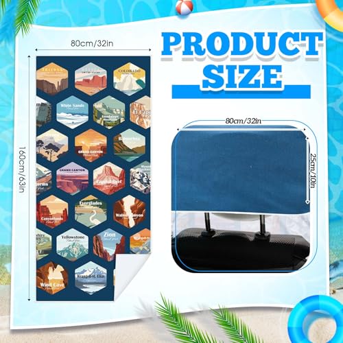 Hahafelt Car Seat Towel Covers with Storage Bag, 63 x 32 Inch Universal Non Slip Waterproof Sweat Protector for Car Truck, Gym Swimming Running, Machine Washable(2 Pack,Multi National Parks 1) - style: Multi National Parks 1