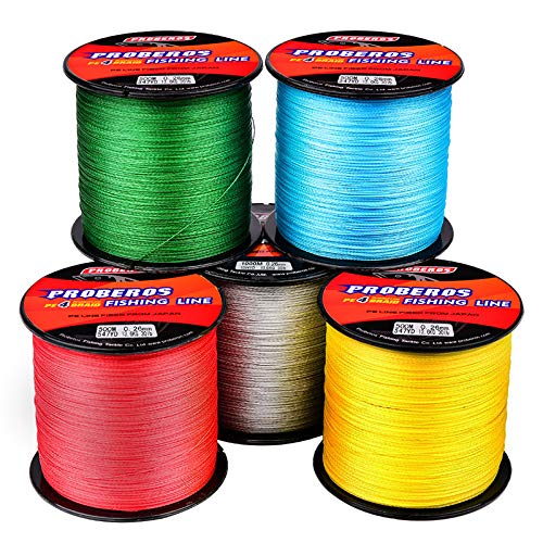 Braided Fishing Line 4 Strands Stronger Multifilament PE Braid Wire for Saltwater 6LB-100LB 110yards 328yards 547yards Super Strong Superline - color: Red, size: 328Yds/6LB
