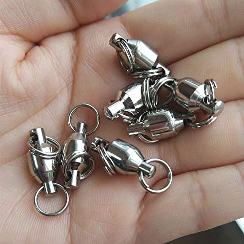 25/50pcs Ball Bearing Swivel Fishing Stainless Split Ring Fish Hooks Connectors for Saltwater 7LB-132LB - size: 2#-0.71"/17LB- 50PCS