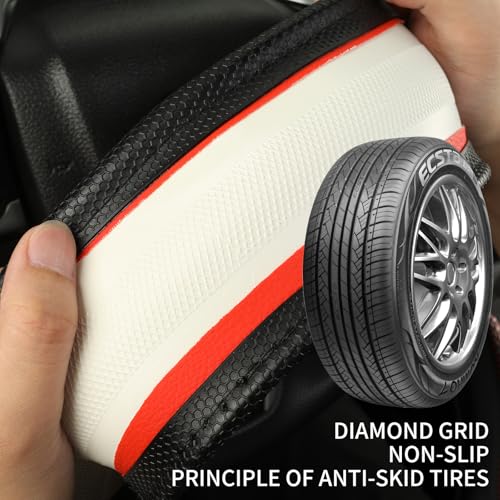 3D Steering Wheel Cover Great Grip with 3D Honeycomb Hole, Anti-Slip Sporty Design, Universal 15 inch(Black with Burgundy) - color: Black with Burgundy, size: Round-Middle[14.5''-15'']