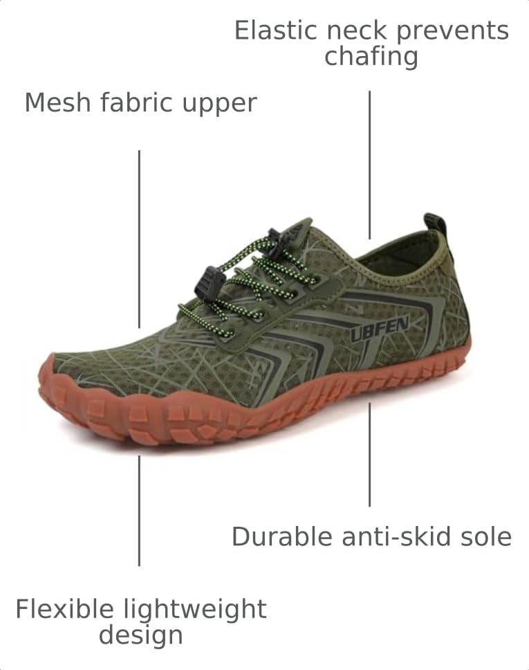 UBFEN Water Shoes for Men Women Quick Dry Swim Aqua Socks | Lightweight Barefoot-style Fit, Rubber Sole, Hiking, Fishing, Kayaking, Beach, Pool, Boating, Diving And Water-to-land Wear - color: Green, size: 14 Women/12 Men
