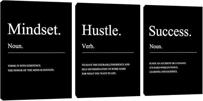 Large Motivational Office Wall Decor Mindset Canvas Wall Art Hustle Posters